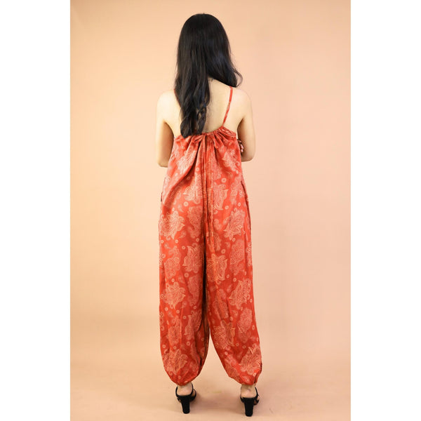 Mandala Flower Women's Jumpsuit Aladdin Style in orange JP0009 020348 01