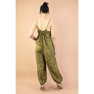 Mandala Leaves Women's Jumpsuit Aladdin Style in Olive JP0009 020351 01