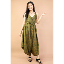 Load image into Gallery viewer, Mandala Leaves Women&#39;s Jumpsuit with Belt in Olive JP0097 020351 01