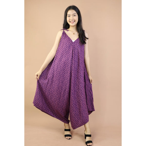 Folk Mandala Women's Jumpsuit with Belt in Purple JP0097 020352 01