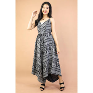 Abstract Lines Jumpsuit with Belt in Black JP0097 020358 01