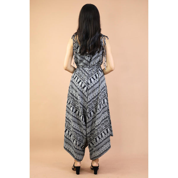 Abstract Lines Jumpsuit with Belt in Black JP0097 020358 01