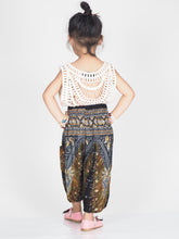 Load image into Gallery viewer, Peacock Unisex Kid Harem Pants in Black Gold PP0004 020007 04