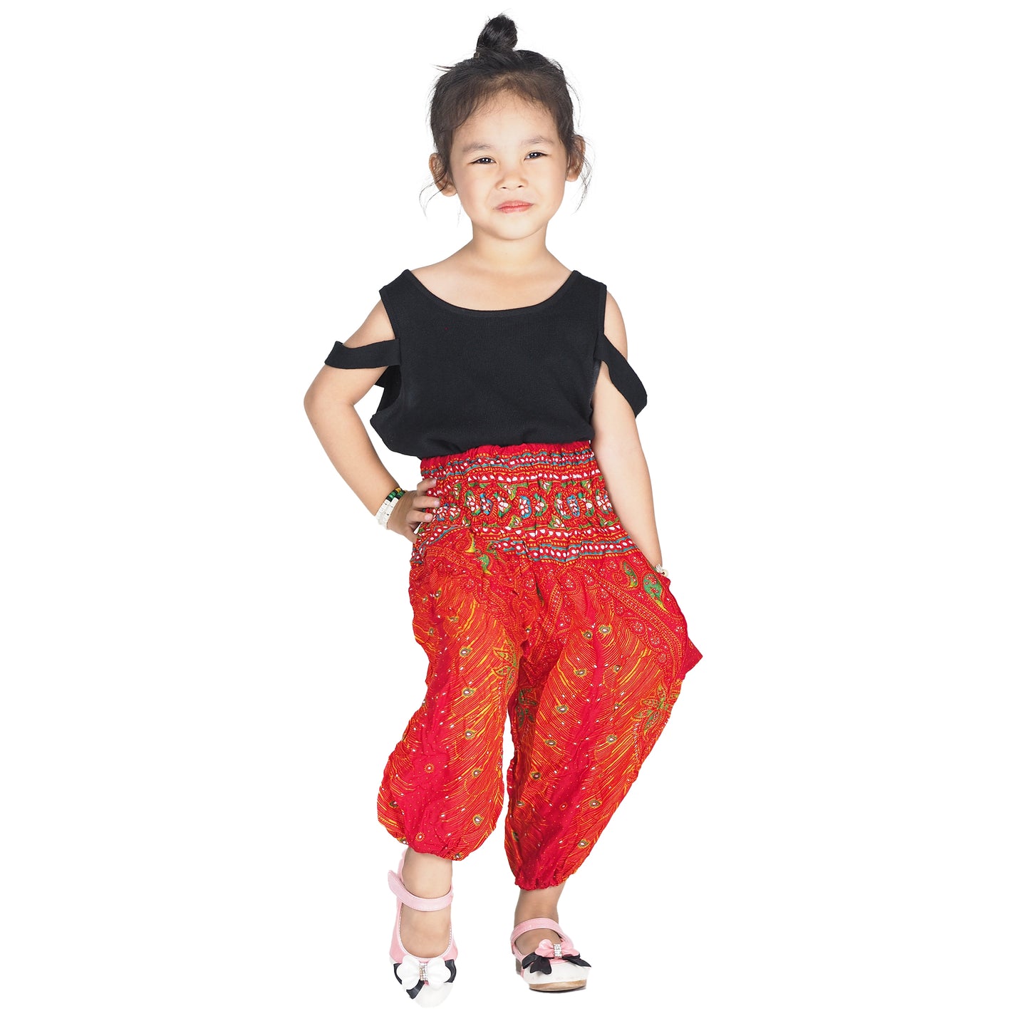 Peacock Unisex Kid Harem Pants in Red PP0004 020008 05