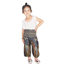 Load image into Gallery viewer, Peacock Unisex Kid Harem Pants in Black Gold PP0004 020007 04