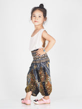 Load image into Gallery viewer, Peacock Unisex Kid Harem Pants in Black Gold PP0004 020007 04