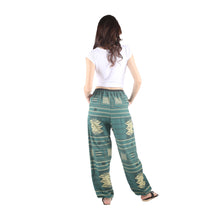 Load image into Gallery viewer, Modern Abstract Unisex Drawstring Genie Pants in Teal PP0110 030000 17