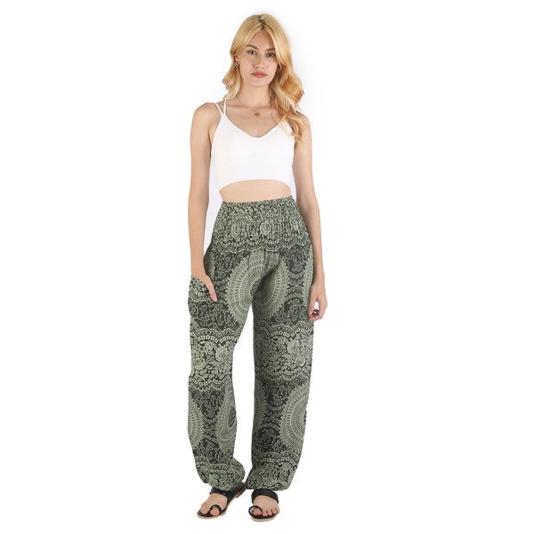 Monotone Mandala 31 women harem pants in Green PP0004 020031 04