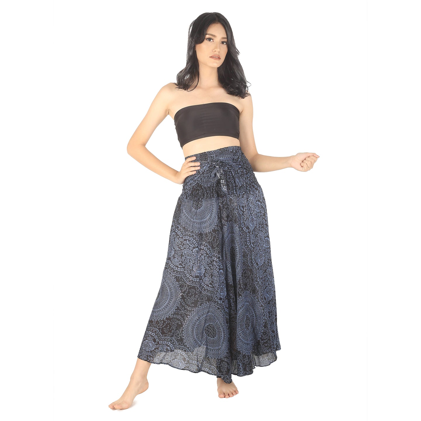 Monotone Mandala Women's Bohemian Skirt in Navy SK0033 020031 02