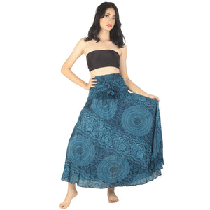 Monotone Mandala Women's Bohemian Skirt in Ocean Blue SK0033 020031 06