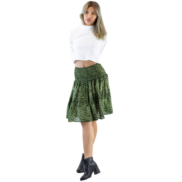 Monotone Mandala Women's Skirts in Green SK0090 020031 04