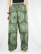 Load image into Gallery viewer, Monotone Mandala Unisex Drawstring Genie Pants in Green PP0110 020031 04