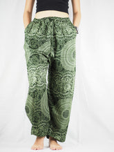 Load image into Gallery viewer, Monotone Mandala Unisex Drawstring Genie Pants in Green PP0110 020031 04