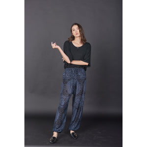 Monotone Mandala Unisex Drawstring Genie Pants in Navy PP0110 020031 02