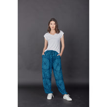 Load image into Gallery viewer, Monotone Mandala Unisex Drawstring Genie Pants in Ocean Blue PP0110 020031 06