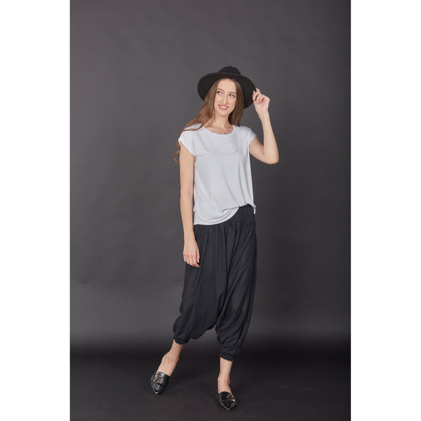 Solid Color Unisex Aladdin Drop Crotch Pants in Black PP0056 020000 10