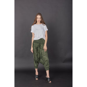 Monotone Mandala Unisex Aladdin drop crotch pants in Green PP0056 020031 04