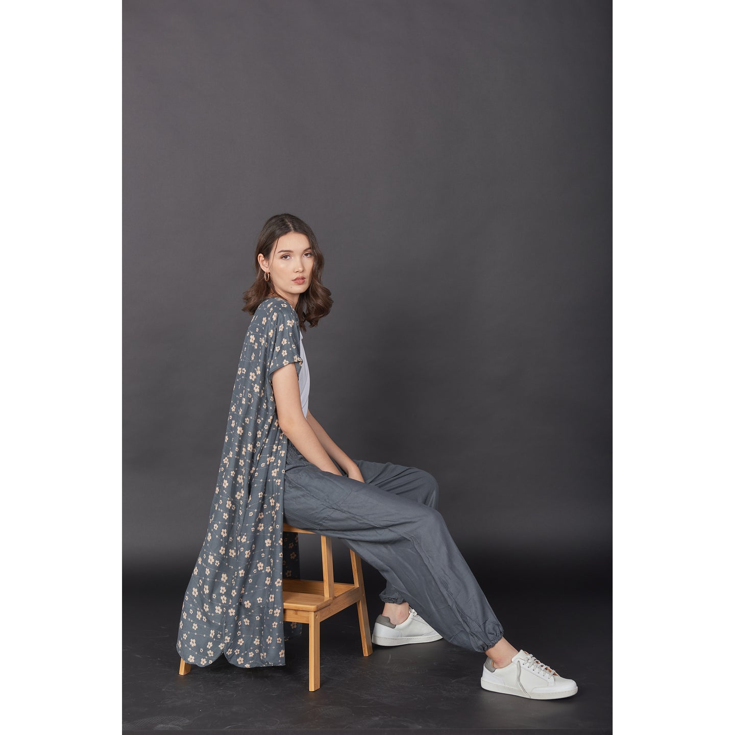 Flower Women's Kimono in Gray JK0030 020199 01