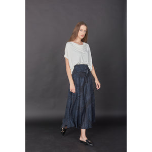 Monotone Mandala Women's Bohemian Skirt in Navy SK0033 020031 02