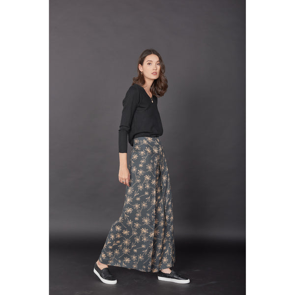 Flower Women's Palazzo pants in Gray PP0076 020201 01