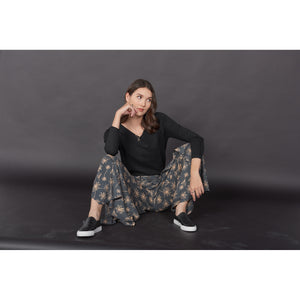 Flower Women's Palazzo pants in Gray PP0076 020201 01