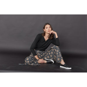 Flower Women's Palazzo pants in Gray PP0076 020201 01