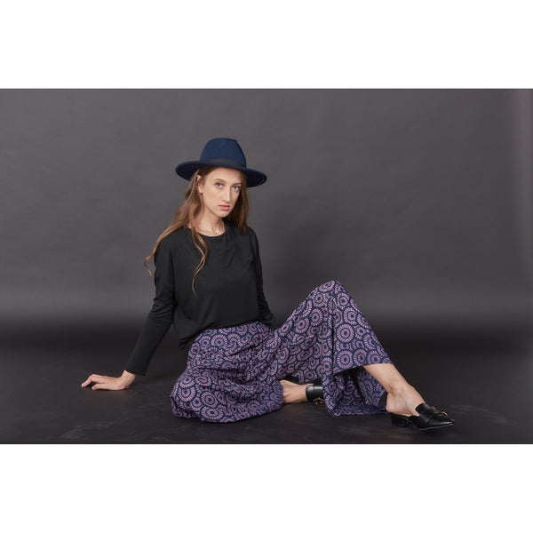 Simple Women's Palazzo Pants in Navy Blue PP0304 020209 01