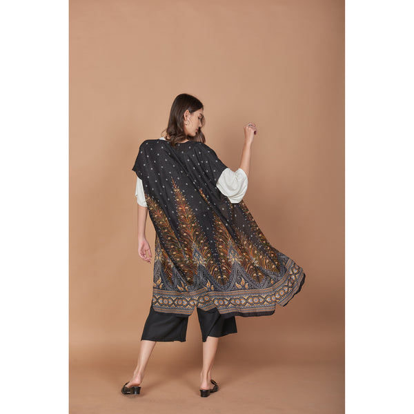 Peacock Women Kimono in Black JK0030 020007 04