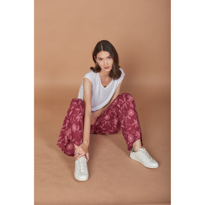 Flower Women's Palazzo pants in Burgundy PP0076 020205 01