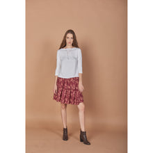 Load image into Gallery viewer, Flowers Women&#39;s Skirt in Drak Red SK0090 020149 01