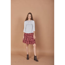 Load image into Gallery viewer, Flowers Women&#39;s Skirt in Drak Red SK0090 020149 01