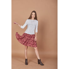 Load image into Gallery viewer, Flowers Women&#39;s Skirt in Drak Red SK0090 020149 01