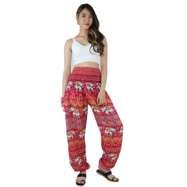 Oriental Elephant Women's Harem Pants in Pink PP0004 020234 02