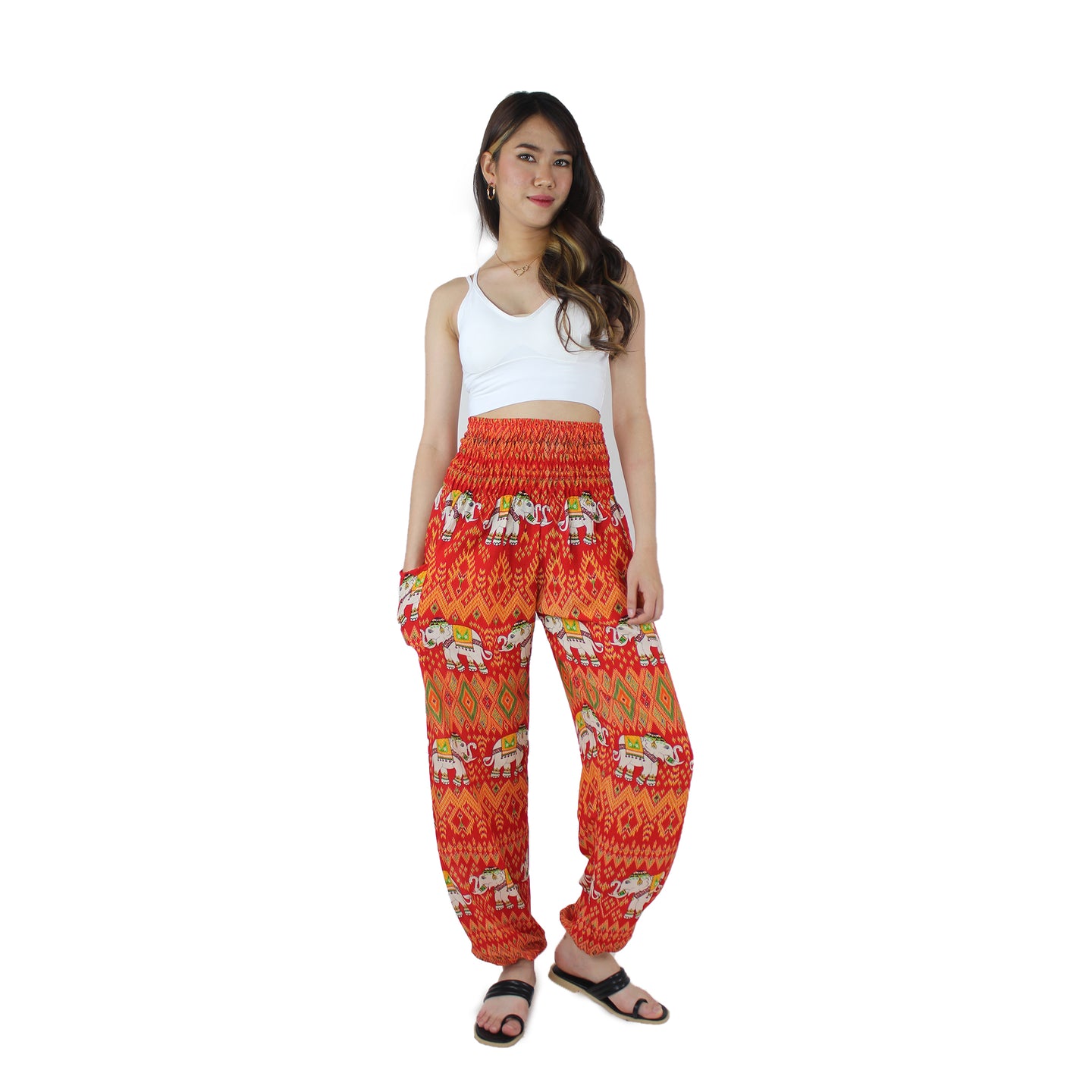 Oriental Elephant Women's Harem Pants in Red PP0004 020234 06