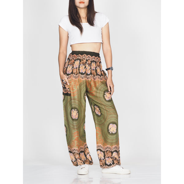 Mandala elephant 71 women harem pants in Olive PP0004 020071 02