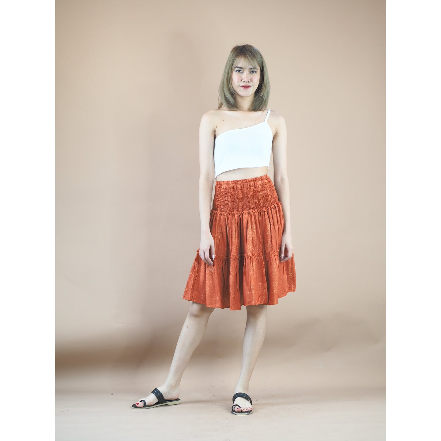 Peacock Feather Women's Skirt in Orange SK0090 020015 03