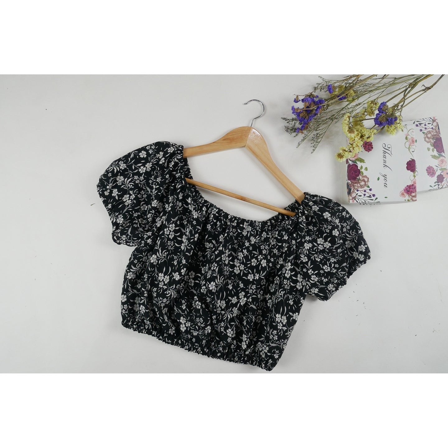 Daisy Blouse Puff Sleeve Tops in Black SH0194 130001 01