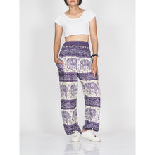 Load image into Gallery viewer, Cute elephant 27 men/women harem pants in Purple PP0004 020027 01