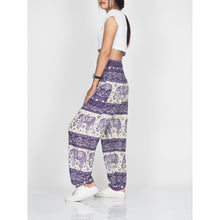 Load image into Gallery viewer, Cute elephant 27 men/women harem pants in Purple PP0004 020027 01