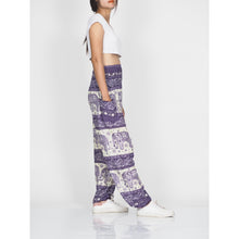 Load image into Gallery viewer, Cute elephant 27 men/women harem pants in Purple PP0004 020027 01