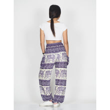 Load image into Gallery viewer, Cute elephant 27 men/women harem pants in Purple PP0004 020027 01