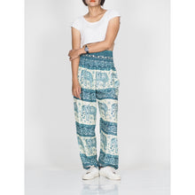 Load image into Gallery viewer, Cute elephant 27 men/women harem pants in Blue PP0004 020027 02