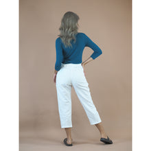 Load image into Gallery viewer, Organic Cotton Casual pants with Elastic around waist in White PP0300