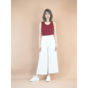 Organic Cotton Casual pants with Elastic back waist in White PP0301