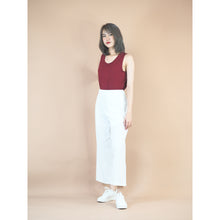Load image into Gallery viewer, Organic Cotton Casual pants with Elastic back waist in White PP0301