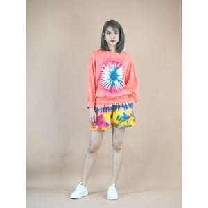 Tie dye women's long sleeve with short pant in Pink JP0094 019000 23