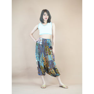 Patchwork Unisex Aladdin Drop Crotch Pants in Green PP0310 028000 20