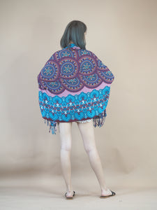 Contrast Mandala Scarf in Bright Navy JK0038 020127 03