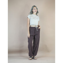 Load image into Gallery viewer, Solid Color Unisex Drawstring Genie Pants in Dark Brown PP0110 020000 16