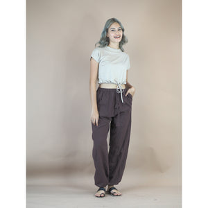 Solid Color Unisex Drawstring Genie Pants in Dark Brown PP0110 020000 16